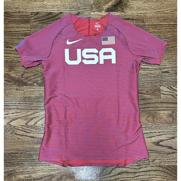 Nike Pro Elite Team USA Running Shirt Red Men (BV1312-602) Track Field Sz M